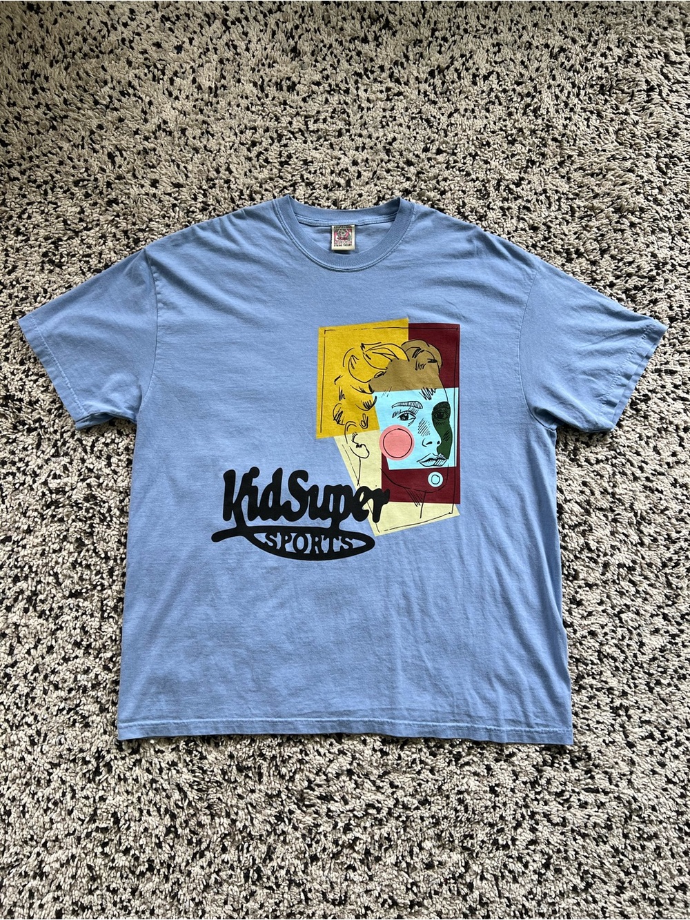 Kid Super Studios Patched Doodle Tee Shirt Art Graphic String Theory Blue XXL